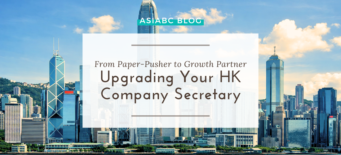 Hong Kong skyline with glass towers reflecting modern compliance & startup growth guided by company secretary expertise.